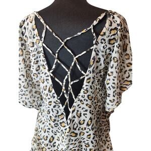 Palisades Beach Club swimwear cover-up feline x-small/small leapord animal print